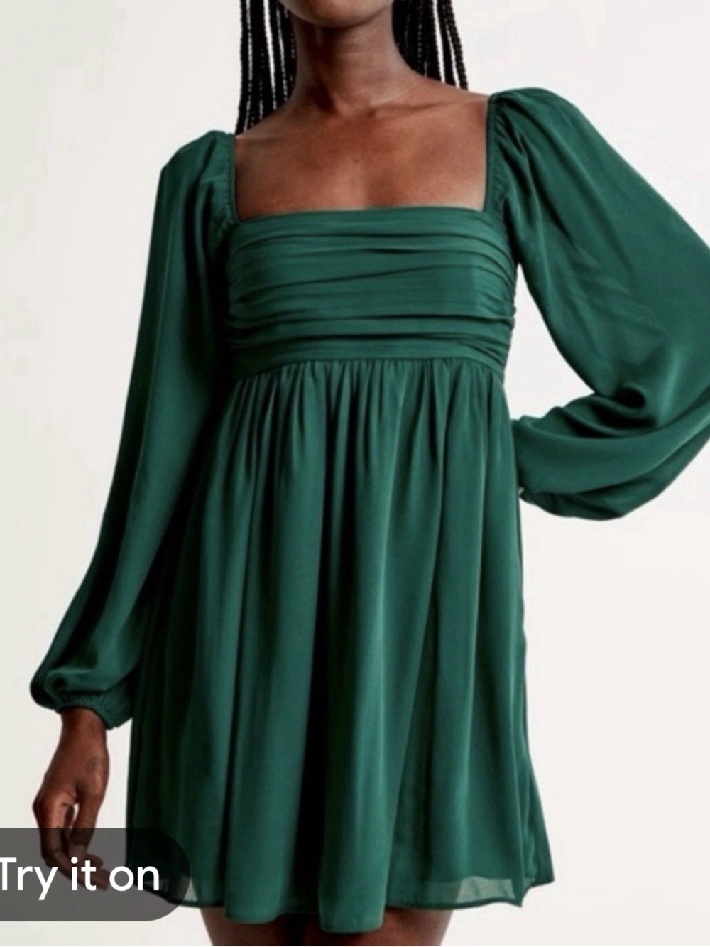 Abercrombie & Fitch Green Long-Sleeve Chiffon Mini Dress